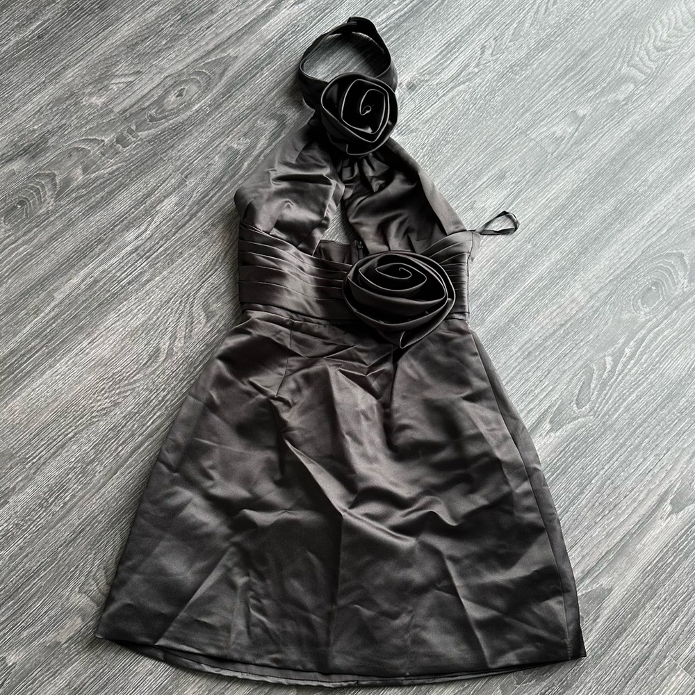 Leau Black Halter Dress